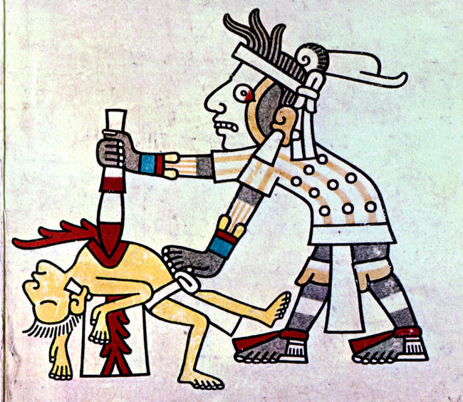 An art depicting a Native Sacrifice taking place