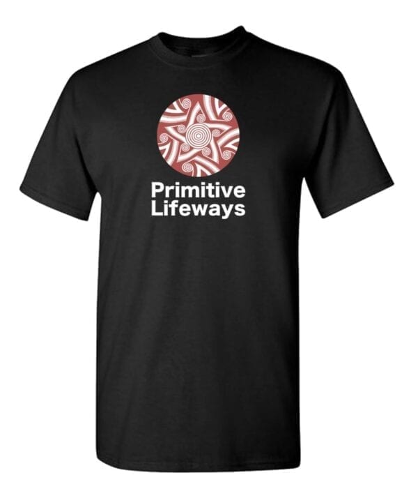 Black tshirt with primitive lifeways logo on it